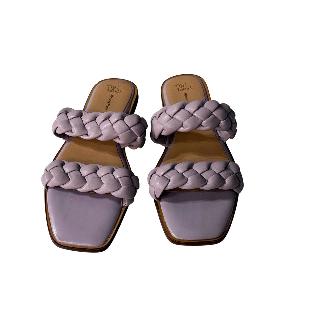 Time and Tru Womens Lavender Purple Braided Slide Sandals Memory Foam 10W